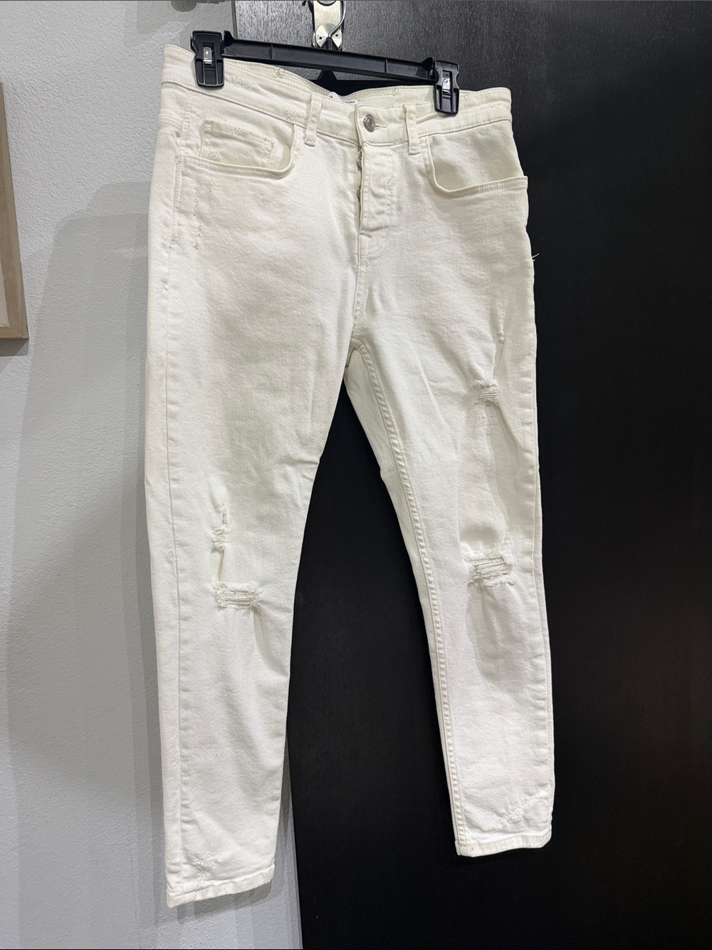 Zara White Skinny Distressed Women’s Jeans